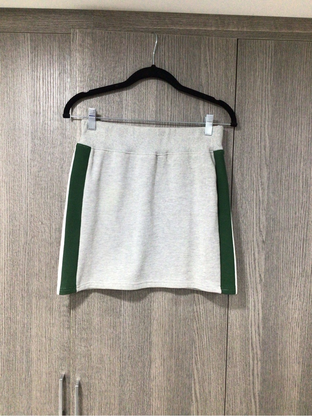 Pink Owl Grey Mini Skirt with Green Side Panels
